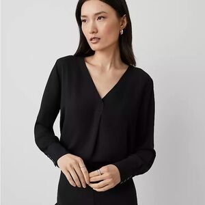 Ann Taylor Black V-Neck Blouse